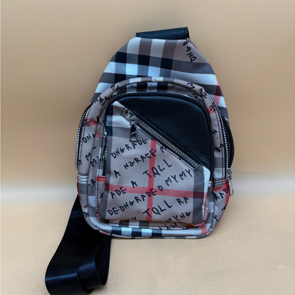 Mini Sling Backpack One Strap Crossbody Plaid Casual Travel Bag